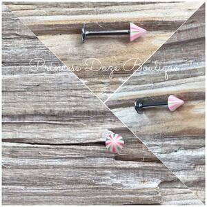 Candy Stripe Cone Lip Labret Monroe Piercing Jewelry Ear Helix Tragus Stud